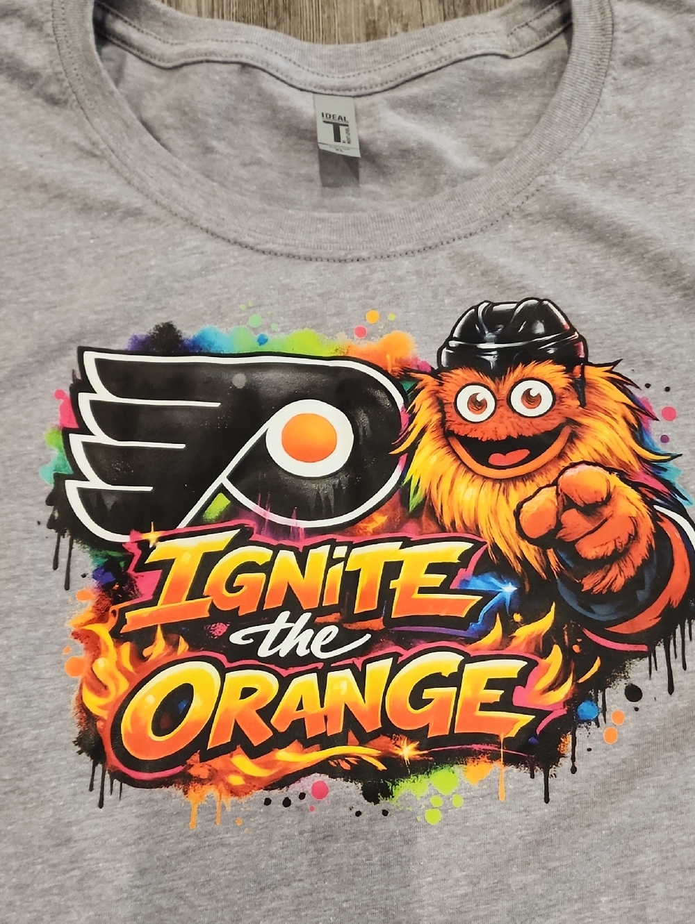 Philadelphia Flyers Ignite the Orange Graphic Tee with Mascot Gritty